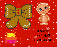 HL Applique Gingerbread Side Bow 4 sizes HL6481