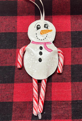 NNK ITH Snowman Candy Cane Ornament