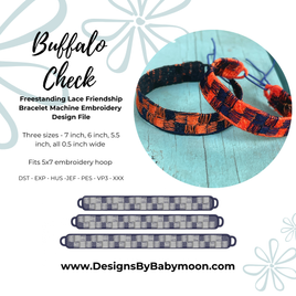 FSL Friendship Bracelet Buffalo Check- In the Hoop Freestanding Lace Bracelet in Three Sizes