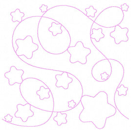 BCD Stars Quilt Block Continuous Line Quilting