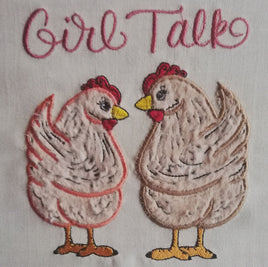 MLE Chickens Girl Talk Applique Design