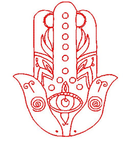 CAC Redwork Hamsa Hand 2 sizes