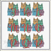 TD Quirky Kitty Cat Monogram Font Letters A-Z