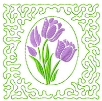 TIS Purple Tulips Flower Quilt Block 5 sizes