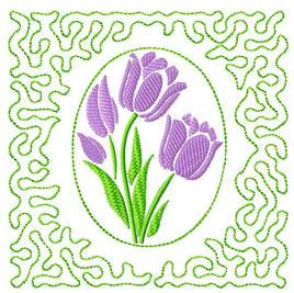 TIS Purple Tulips Flower Quilt Block 5 sizes