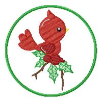 TIS Red Bird with Holly ITH Coaster