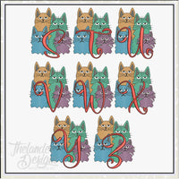 TD Quirky Kitty Cat Monogram Font Letters A-Z
