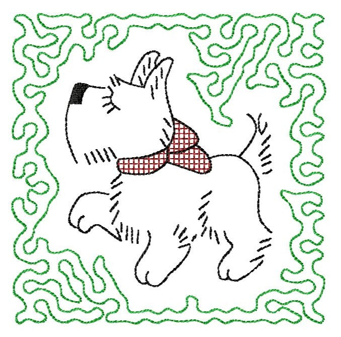 TIS Scottie Dog Quilt Block 5 sizes| Embroidery Designer Mall