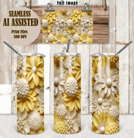 TSS Seamless 3D Floral Yellow 2 Sublimation Design