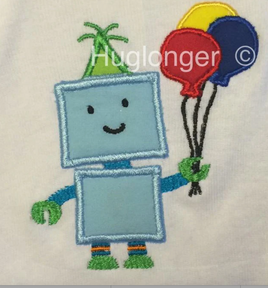 HL Robot Applique digital embroidery files birthday applique
