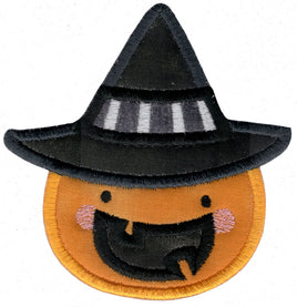 BCD Applique Pumpkin Wearing Witches Hat
