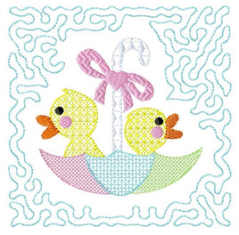 TIS Baby Chicks Getting Wet Quilt Block 5 sizes