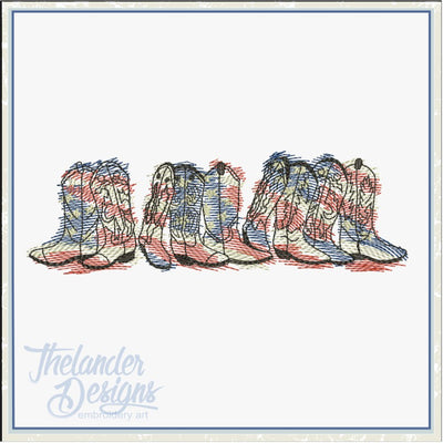 TD T1948 Sketch Patriotic Boots embroidery design