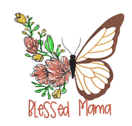 BBE Blessed Mama Butterfly Scribble