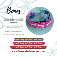 FSL Friendship Bracelet BONES- In the Hoop Freestanding Lace Bracelet in Three Sizes