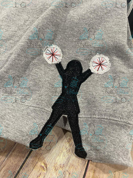 BBE - Cheerleader with Pom Poms Side Design Applique 3 sizes