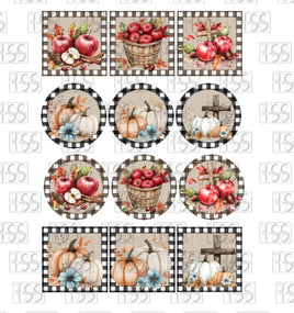 TSS Fall Apple & Pumpkin Coaster Sublimation Designs Bundle