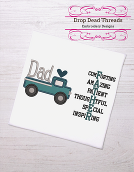 DDT Fathers Day Truck Applique & Saying