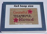 HL Grateful Thankful Blessed embroidery file HL1039