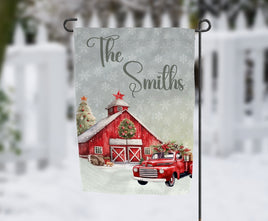 TSS Red Truck and Christmas Barn flag sublimation design