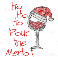 BBE Christmas Ho Ho Ho Pour the Merlot Scribble Design