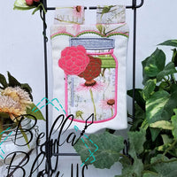 BBE - Mason Jar with Flowers raggy bean stitch applique