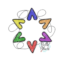 BBE Rainbow Heart Monogram Frame Sketchy