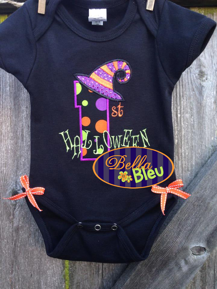 BBE - #1 Topped with A Halloween Witches Hat Applique - 3 Sizes!