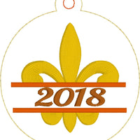 DBB Fleur De Lis 2018 Christmas Ornament for 4x4 hoops