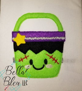 BBE - Frankenstein Bean Stitch Halloween Applique Bucket