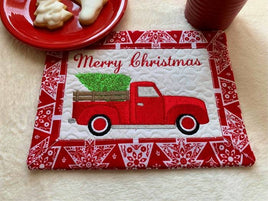 NNK mug rug_ Christmas truck