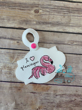 BBE Flamingo Scribble ITH Bag Tag Fob