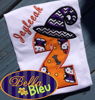BBE - #2 Topped with A Halloween Witches Hat Applique - 3 Sizes!