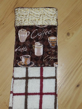 Coffee Latte Cup Stipple ITH Towel Topper