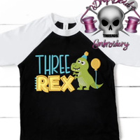 DDT Three Rex Child Toddler Baby Birthday Shirt Design
