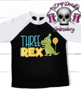 DDT Three Rex Child Toddler Baby Birthday Shirt Design