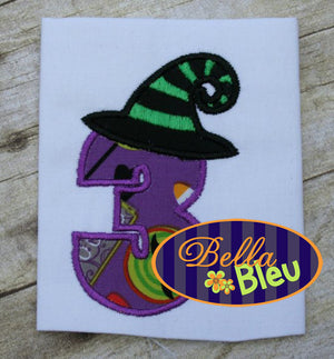 BBE - #3 Topped with A Halloween Witches Hat Applique - 3 Sizes!