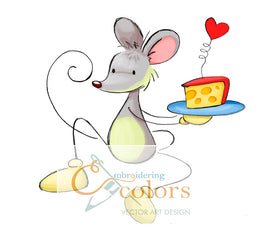 EC Little Mouse with Cheese Clipart, SVG, Sublimation