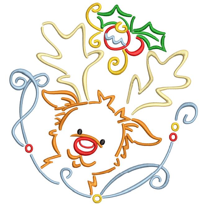 BBE -  Christmas Reindeer Satin Machine Embroidery Design