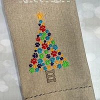 BBE -  Christmas paw Print Dog Tree Machine Embroidery Design