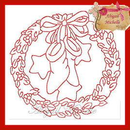 BBE  Christmas Wreath Redwork