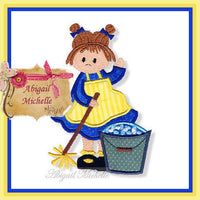AM Cleaning Girl Applique