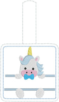 DBB Baby Unicorn Boy and Girl Set snap tab Diaper Bag Tag for 4x4 hoops