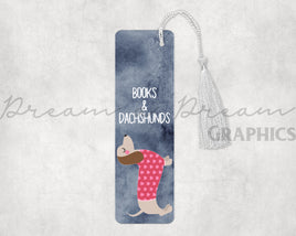 DADG Dachshund and Books Bookmark design - Sublimation PNG
