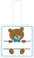 DBB Baby Bear Boy and Girl Set snap tab Diaper Bag Tag for 4x4 hoops