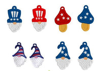 DBB FSL All American Gnomes Earring Bundle Set - Four Designs - Star Hat Gnome, Stripey Hat Gnome, Top Hat Gnome, Star Mushroom
