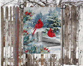 TSS Cardinals on the Fence Christmas flag sublimation design