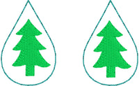 DBB Christmas Tree Teardrop Earrings embroidery design for Vinyl and Leather