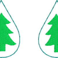 DBB Christmas Tree Teardrop Earrings embroidery design for Vinyl and Leather