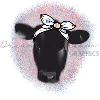 DADG Muted Rainbow Bow  Clara the Cow design - Sublimation PNG